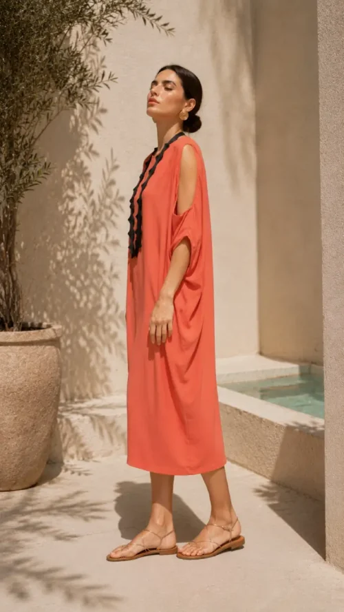 See The Sea Dress Maxi Silk Peach