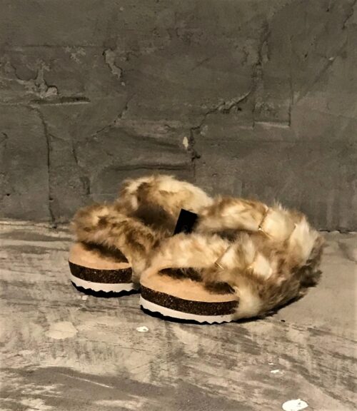 Buffalo Vegan Slippers Beige Fur