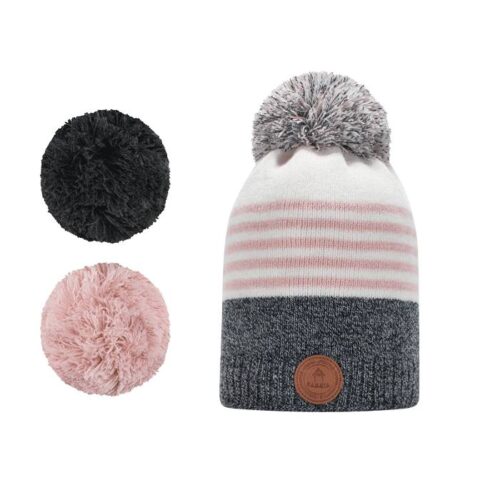 Cabaia Striped Pom Poms Beanie
