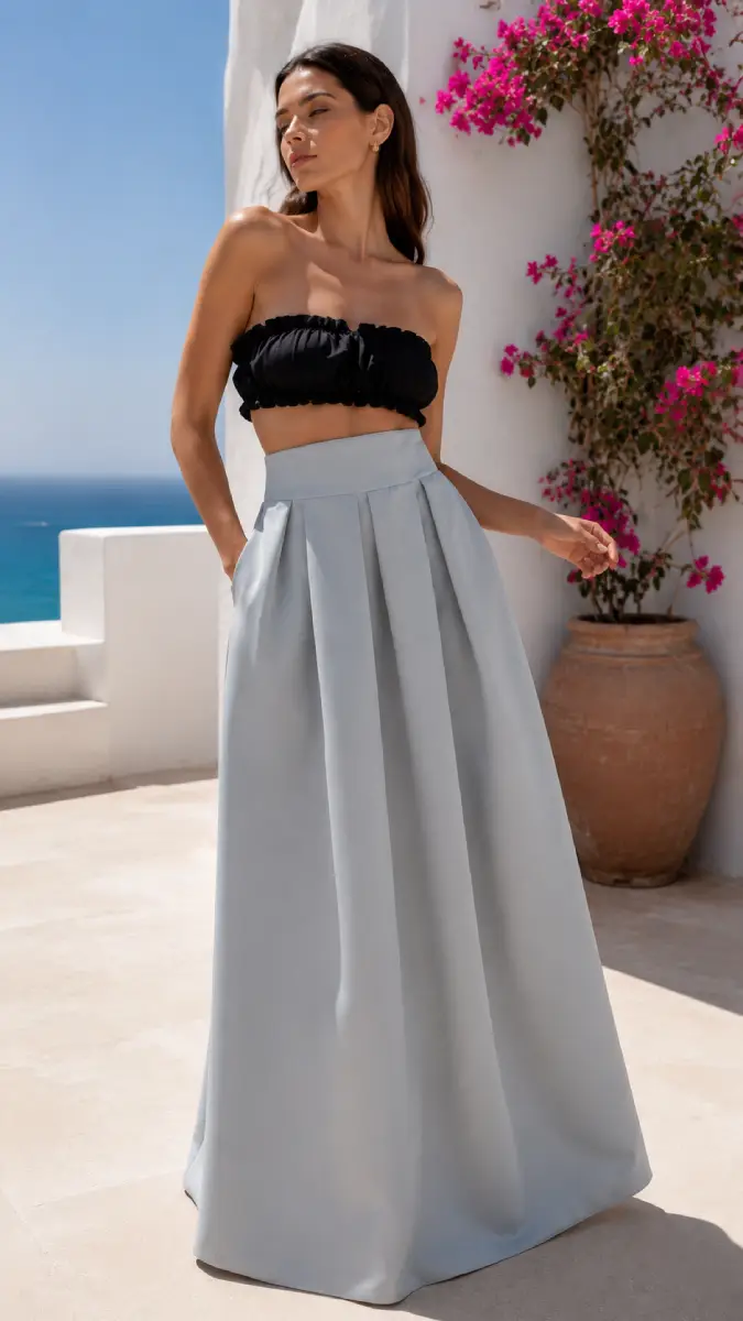 Swing Satin Maxi Skirt