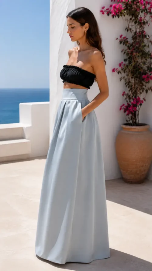 Swing Satin Maxi Skirt