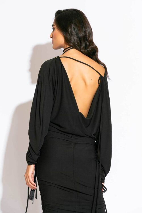 Gold Glow Drawstring Midi Dress
