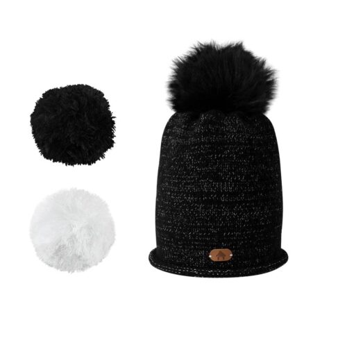 Cabaia Pom Poms Black Beanie