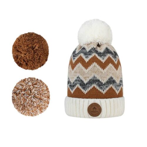Cabaia Pom Poms Bronz Cream Beanie