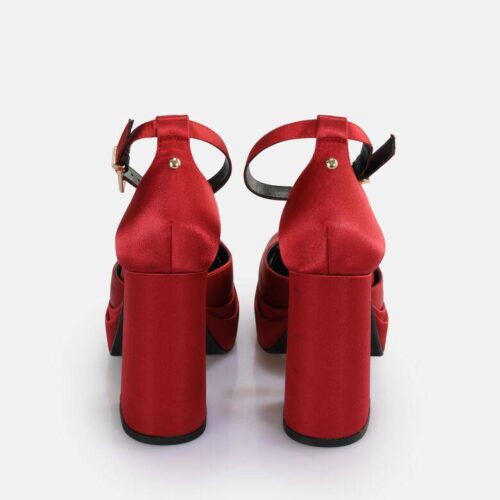 Buffalo Red Vegan Chunky Heels