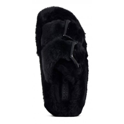 Colors Of California Black Fur Slippers