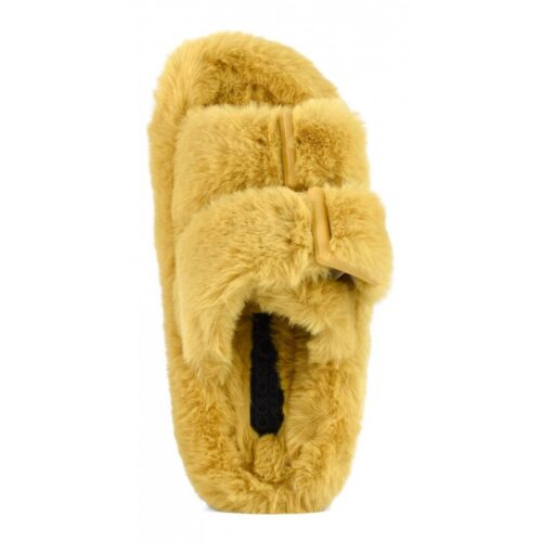Colors Of California Yellow Fur Slippers