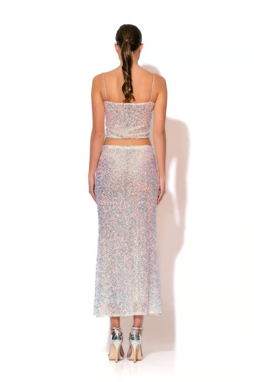 C-throu Iridescent Sequin Crop Top
