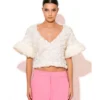 C-throu Floral Applique Crop Top