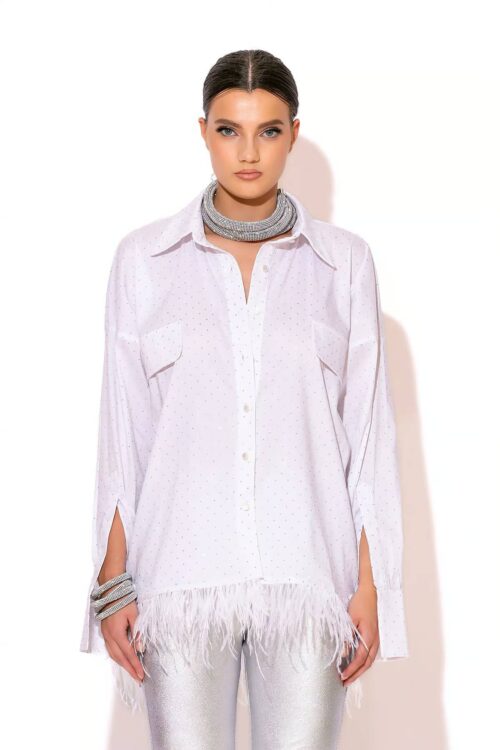 C-throu Feather Trimmed Shirt