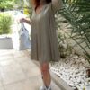 Cruel Dress Mini Taffeta Satin Khaki V-Neck