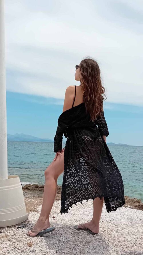 C-throu Black Lace Kimono