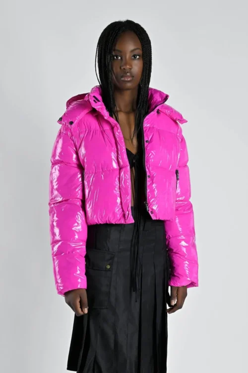 Canadian Classics Cropped Recycled Puffa Jacket Fuchsia