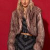 C-THROU Faux-fur crop jacket