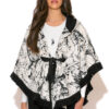 LSF Illustration-print fringed hooded Poncho