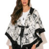 LSF Illustration-print fringed hooded Poncho