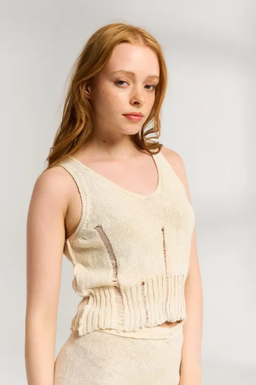 Antidote Knitwear Cropped Top Natural Cotton