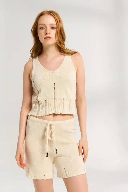 Antidote Knitwear Cropped Top Natural Cotton