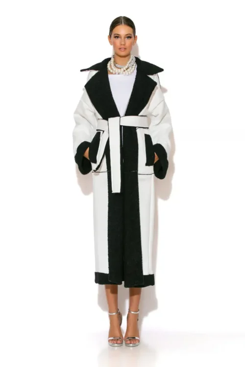 C-throu Long Mouton Coat With Belt