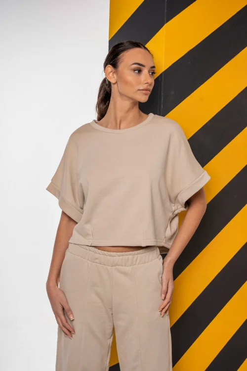 Naiba Crop Sweatshirt with Pleats