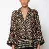 C-throu Animal Print Satin Shirt