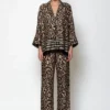 C-throu Animal Print Satin Pants