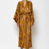 C-throu Maxi Jacquard Satin Kimono