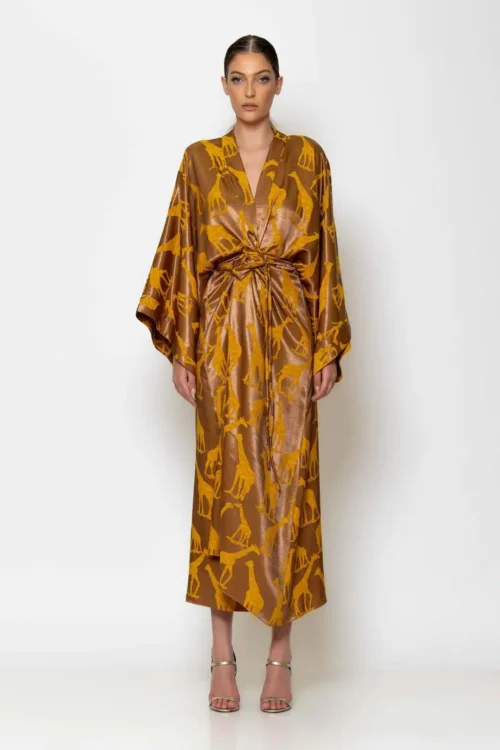 C-throu Maxi Jacquard Satin Kimono