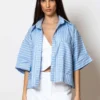 Less Sonder Feeling Crop Striped Shirt