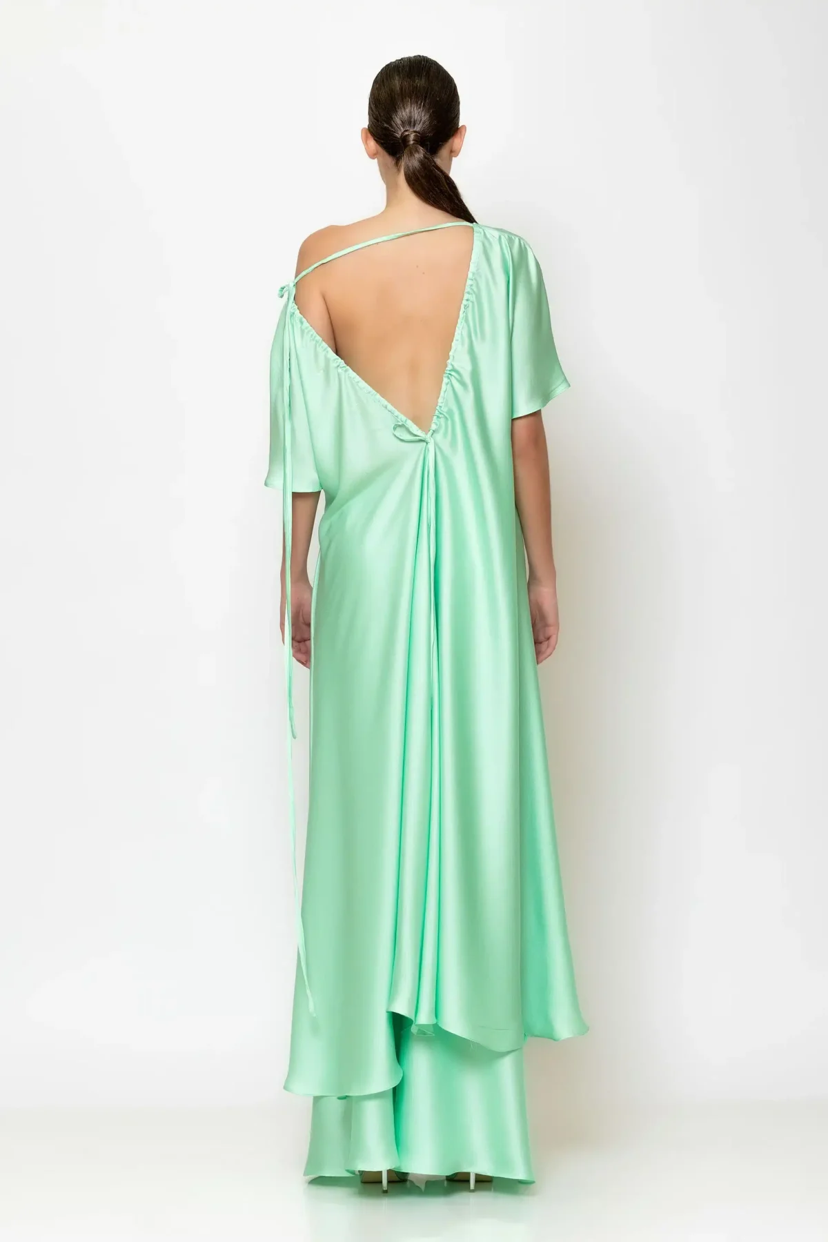 C-throu Asymmetric Satin Blouse