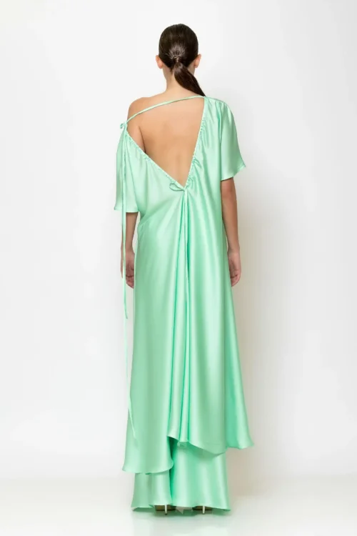 C-throu Asymmetric Satin Blouse