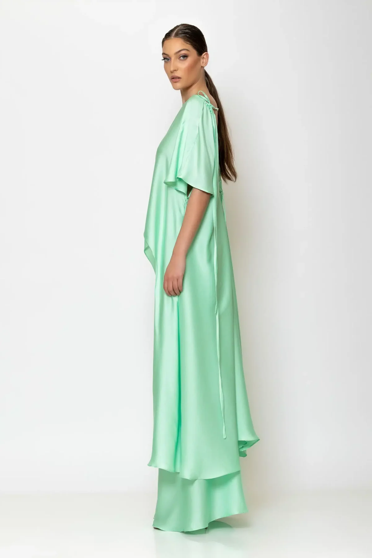 C-throu Asymmetric Satin Blouse