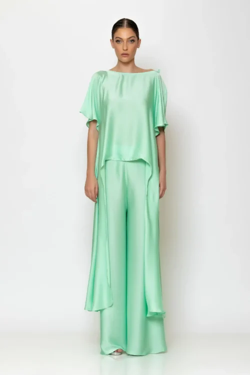 C-throu Asymmetric Satin Blouse