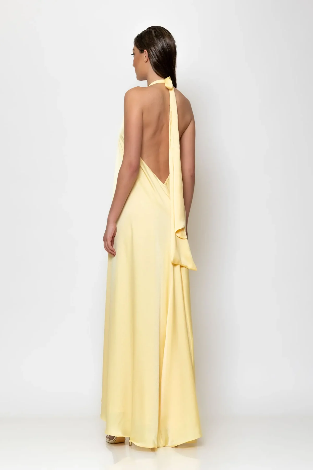 C-throu Halterneck Satin Dress