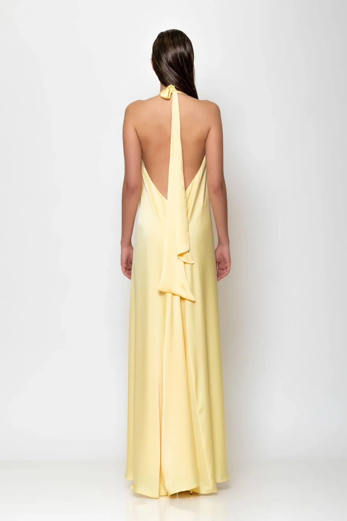 C-throu Halterneck Satin Dress
