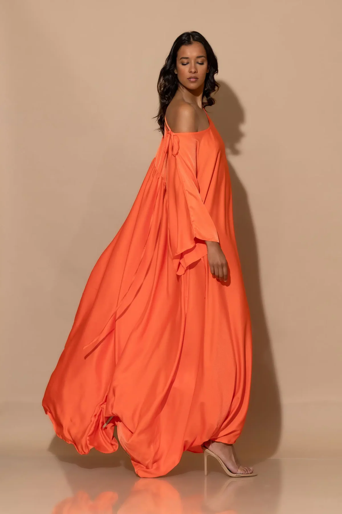 C-throu Long Satin Dress