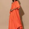 C-throu Long Satin Dress