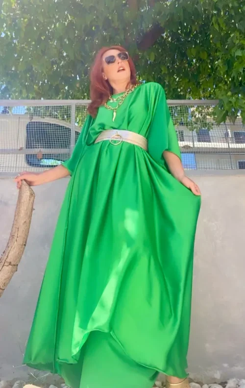 C-throu Long Satin Dress