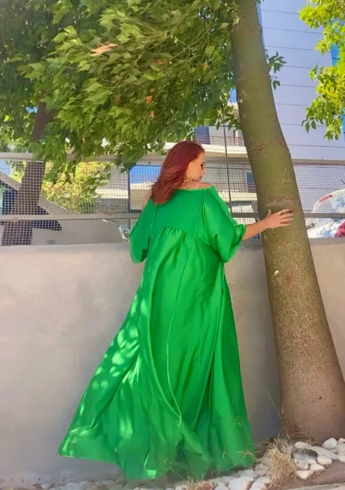 C-throu Long Satin Dress