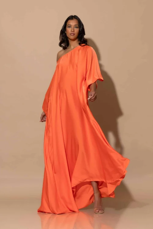 C-throu Long Satin Dress
