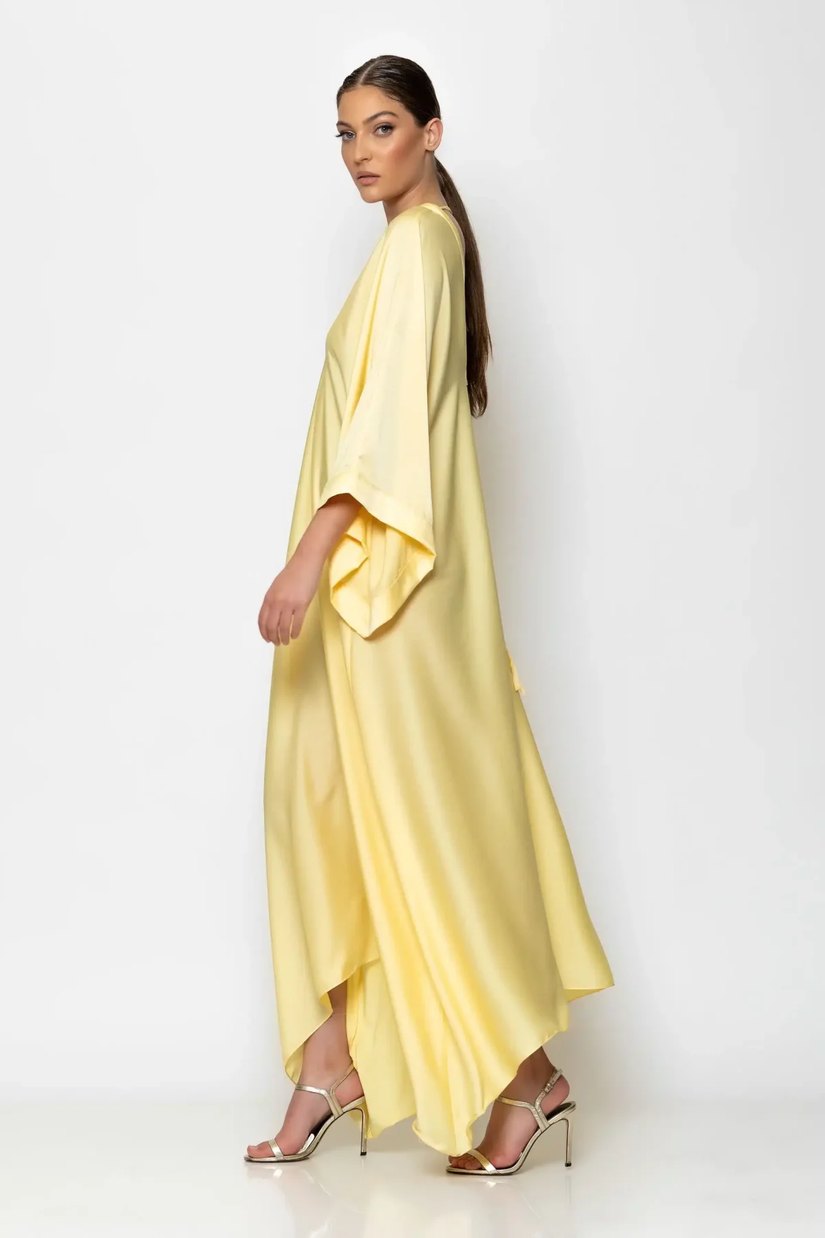 C-throu Satin Kaftan Dress