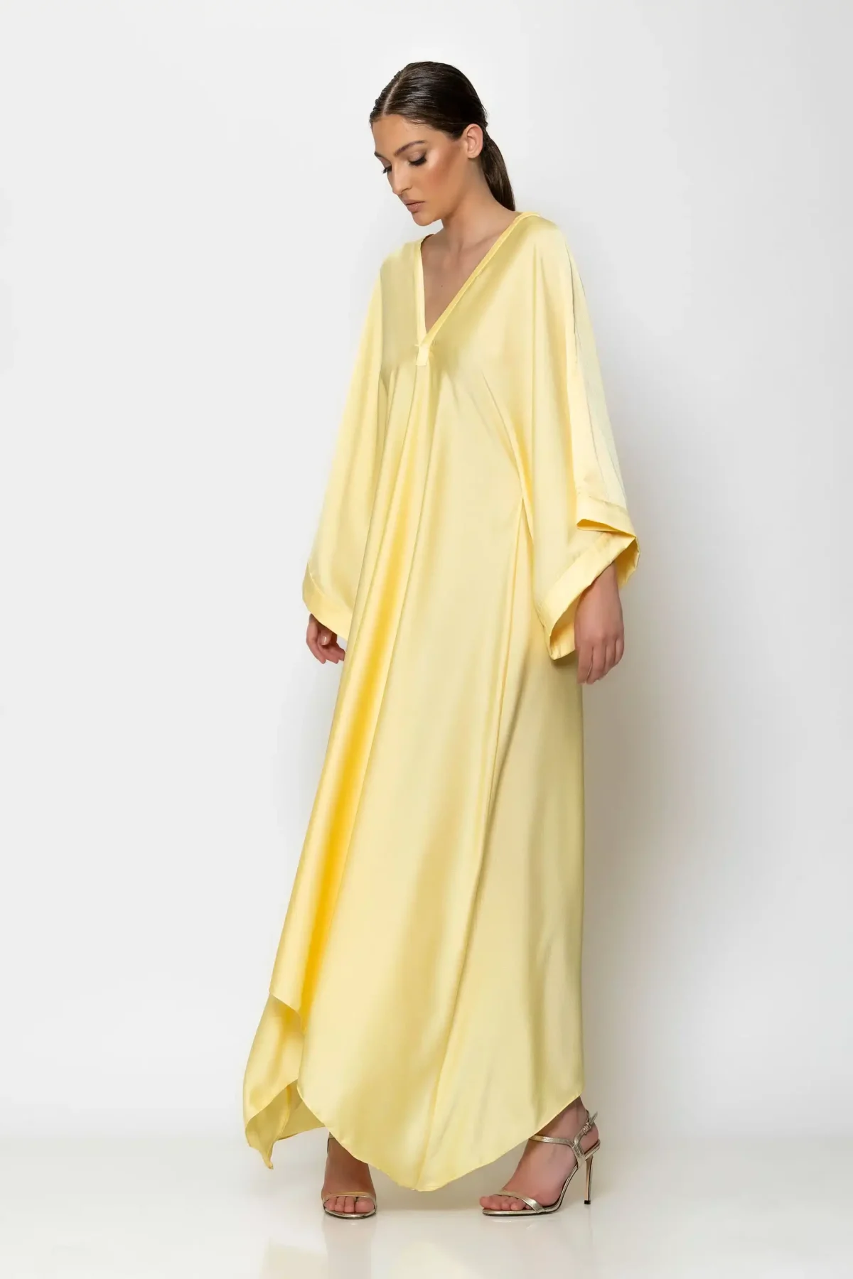 C-throu Satin Kaftan Dress