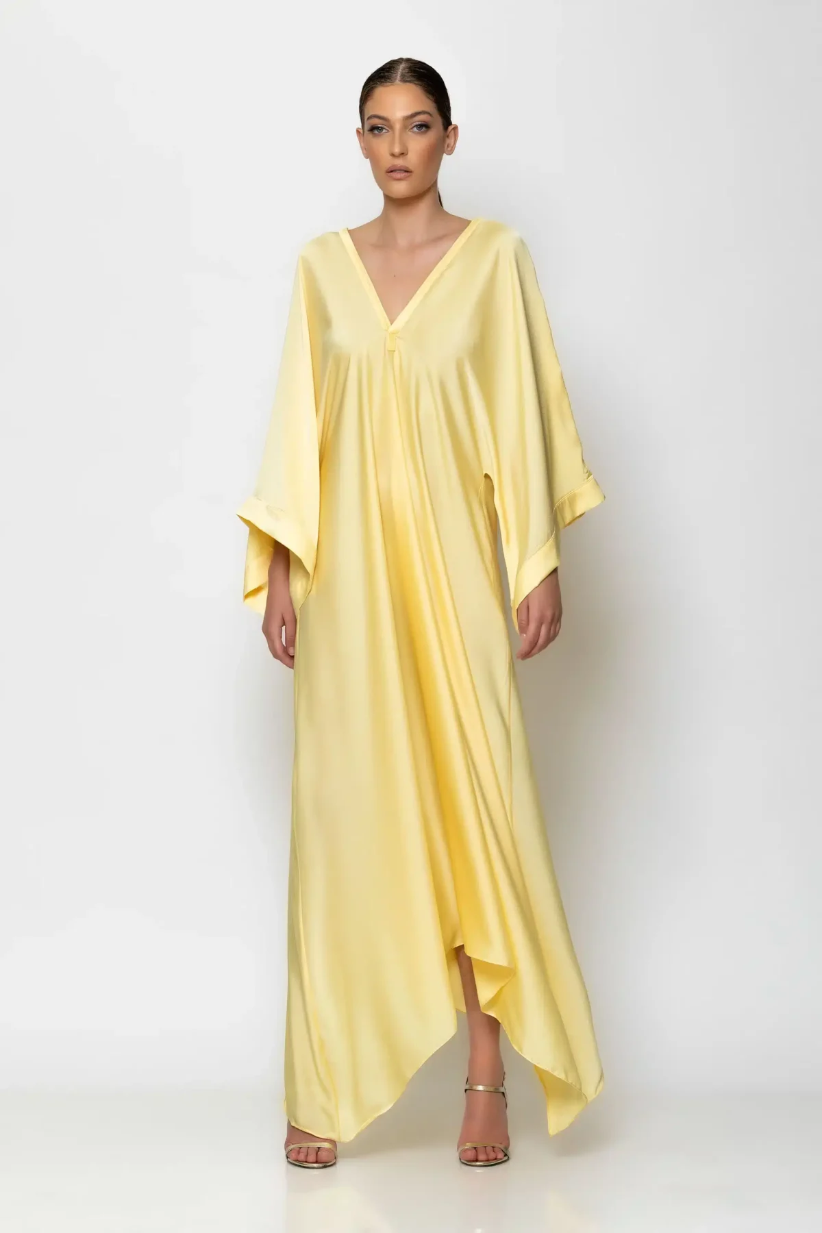 C-throu Satin Kaftan Dress