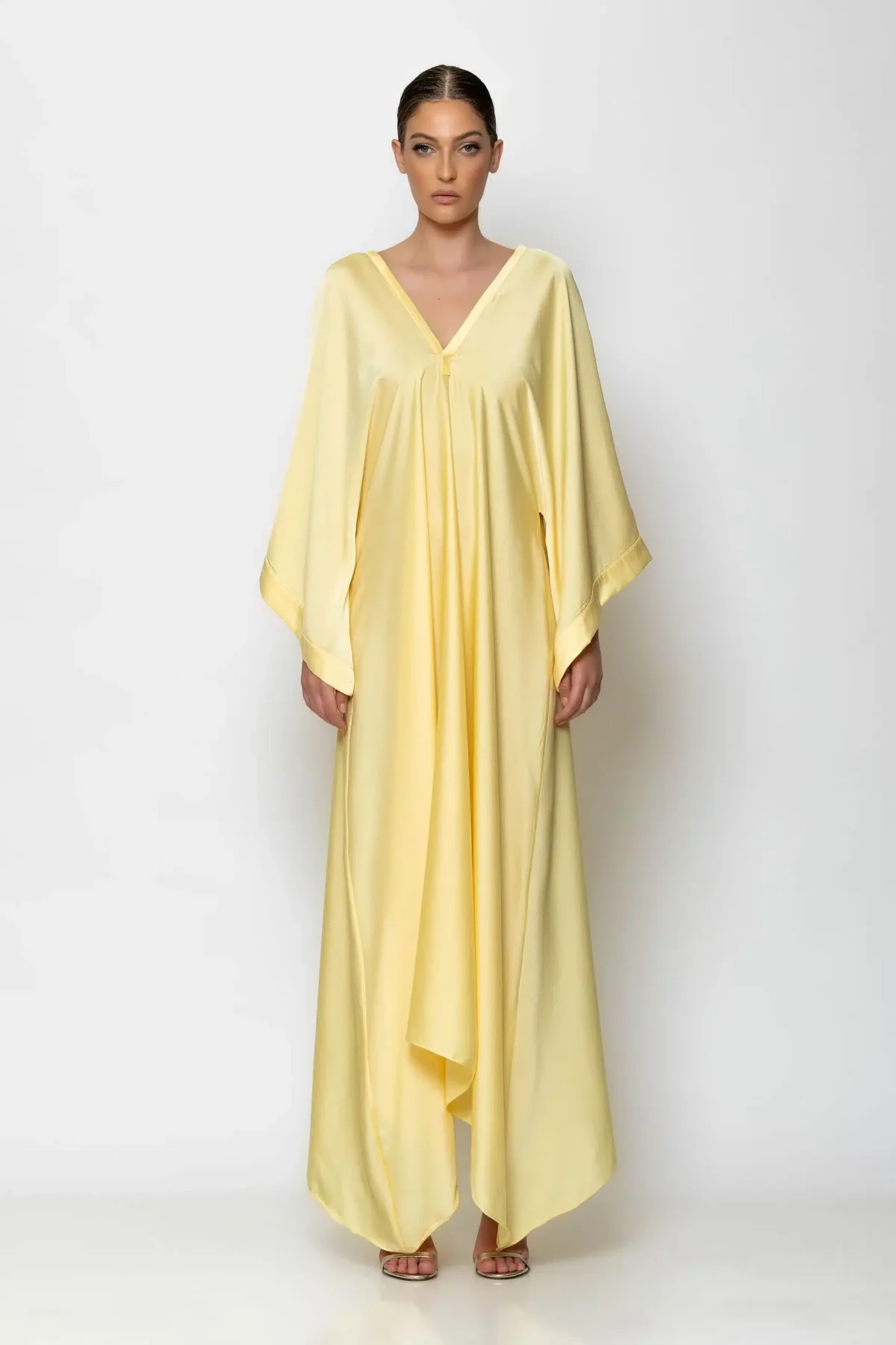 C-throu Satin Kaftan Dress