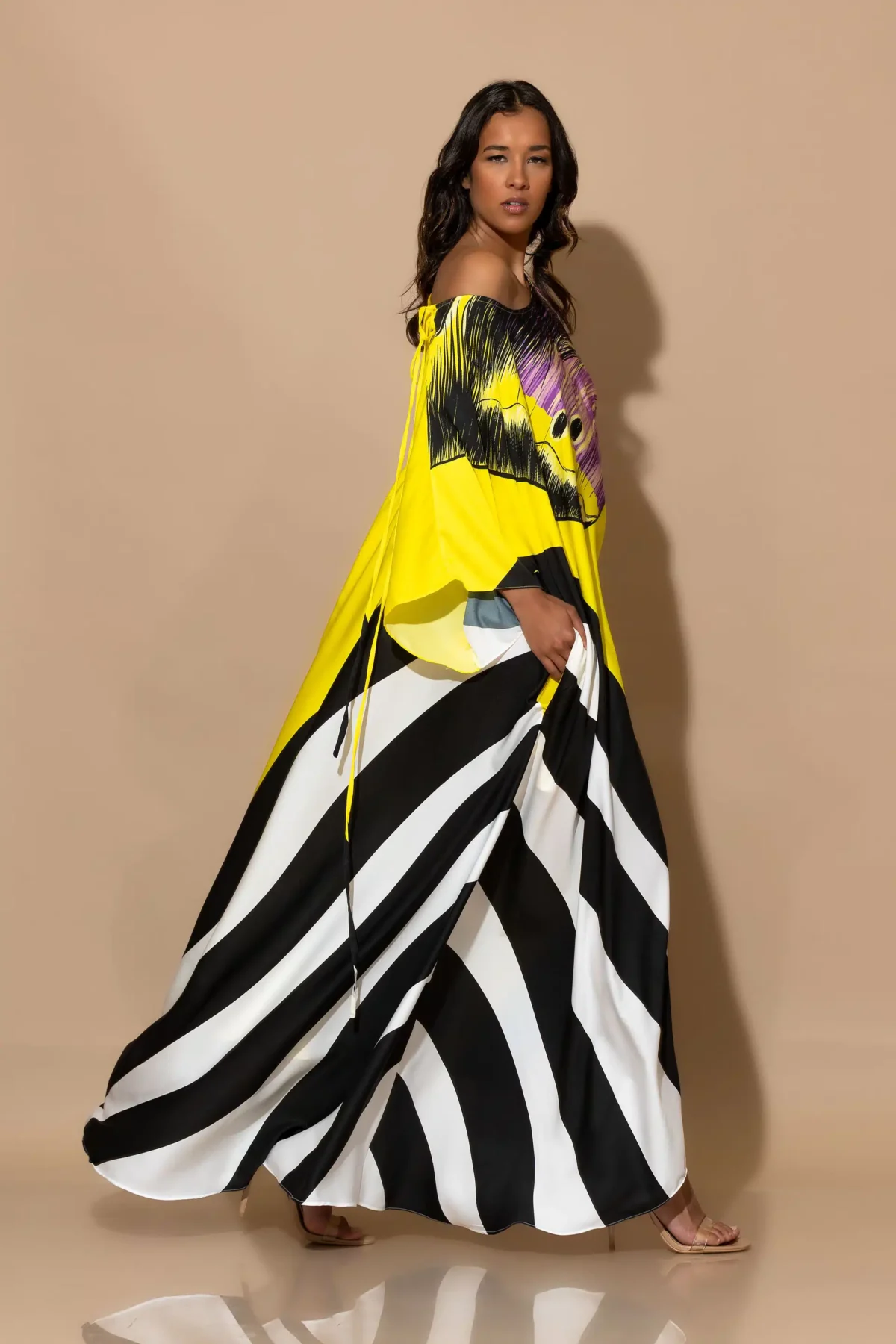 C-throu Satin Printed Dress
