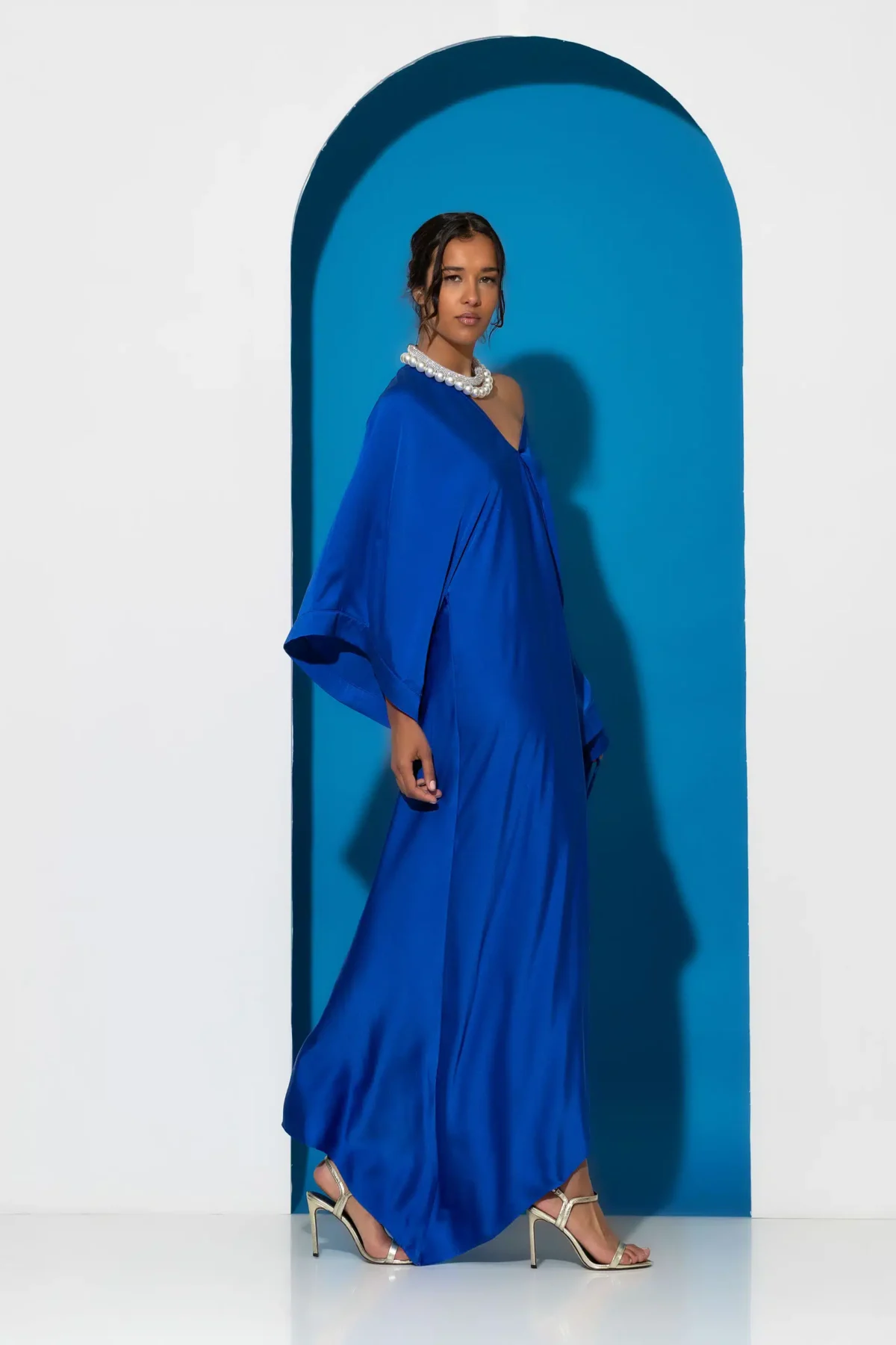 C-throu Kaftan Satin Dress