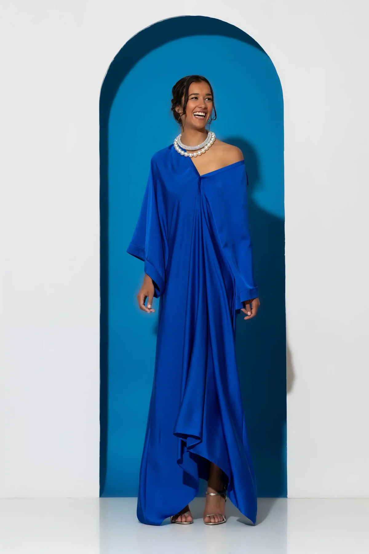C-throu Kaftan Satin Dress
