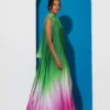 C-throu Printed Satin Dress