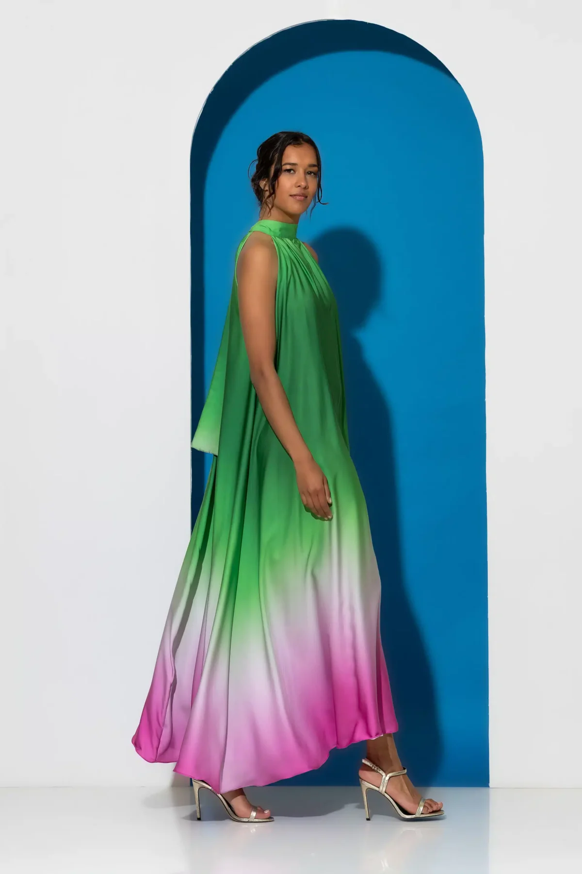 C-throu Printed Satin Dress