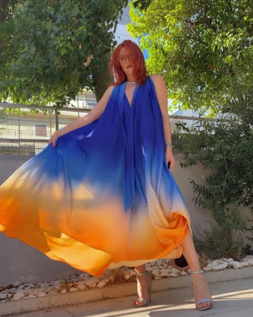 C-throu Printed Satin Dress
